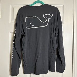 Vineyard Vines Vintage Whale Long Sleeve Pocket Tee Grey Sz M